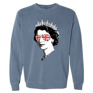 Queen Elizabeth Ii Sunglasses British Crown Union Jack Meme Gift Garment-Dyed Sweatshirt