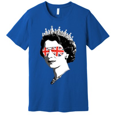 Queen Elizabeth Ii Sunglasses British Crown Union Jack Meme Gift Premium T-Shirt