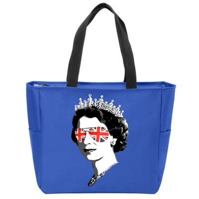Queen Elizabeth Ii Sunglasses British Crown Union Jack Meme Gift Zip Tote Bag