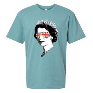 Queen Elizabeth Ii Sunglasses British Crown Union Jack Meme Gift Sueded Cloud Jersey T-Shirt