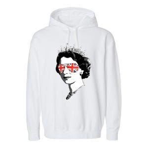 Queen Elizabeth Ii Sunglasses British Crown Union Jack Meme Gift Garment-Dyed Fleece Hoodie