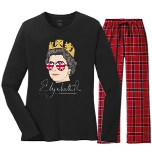 Queen Elizabeth II Signature Autograph Women's Long Sleeve Flannel Pajama Set 