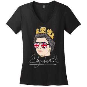 Queen Elizabeth II Signature Autograph Women's V-Neck T-Shirt