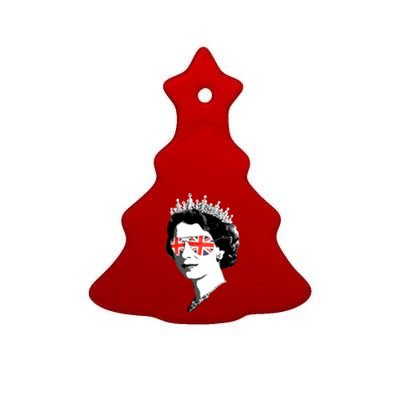 Queen Elizabeth Ii Sunglasses British Crown Union Jack Meme Great Gift Ceramic Tree Ornament