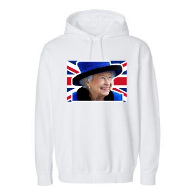 Queen Elizabeth II British Queen September 8 2022 Queen Of England UK Flag Garment-Dyed Fleece Hoodie