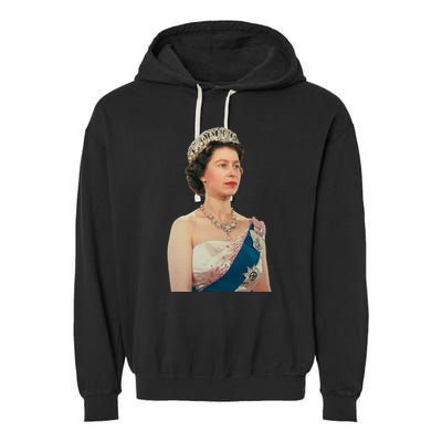 Queen Elizabeth's II British Crown Majesty Portrait Garment-Dyed Fleece Hoodie