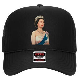 Queen Elizabeth's II British Crown Majesty Portrait High Crown Mesh Back Trucker Hat