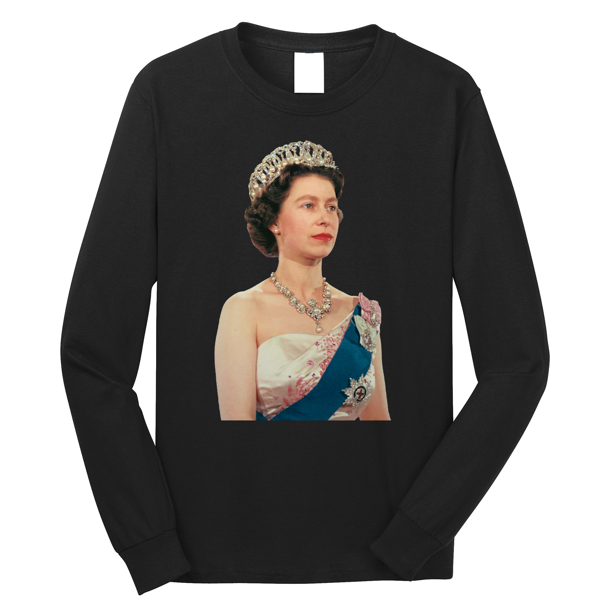 Queen Elizabeth's II British Crown Majesty Portrait Long Sleeve Shirt
