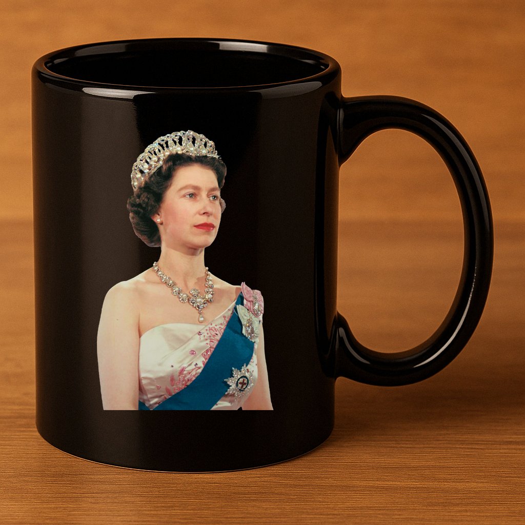 Queen Elizabeth's II British Crown Majesty Portrait 11oz C Handle Ceramic Mug