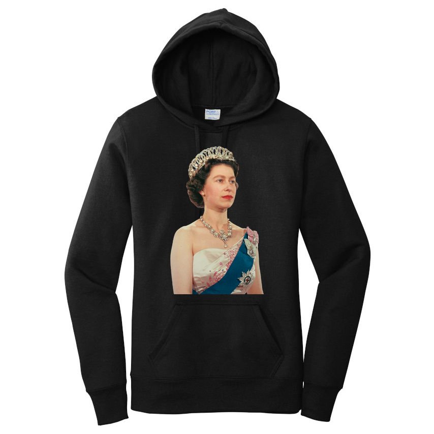Queen Elizabeth's II British Crown Majesty Portrait Women's Pullover Hoodie
