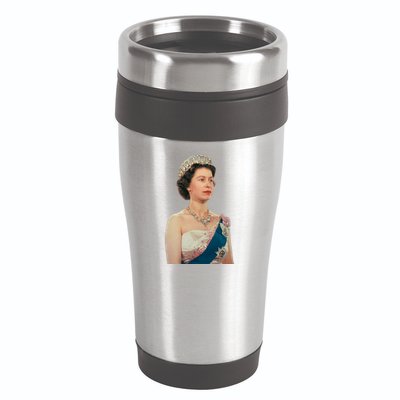 Queen Elizabeth's II British Crown Majesty Portrait 16oz Travel Tumbler
