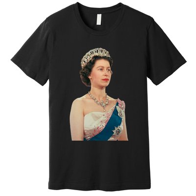 Queen Elizabeth's II British Crown Majesty Portrait Premium T-Shirt