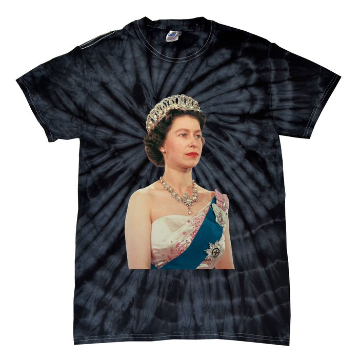 Queen Elizabeth's II British Crown Majesty Portrait Tie-Dye T-Shirt