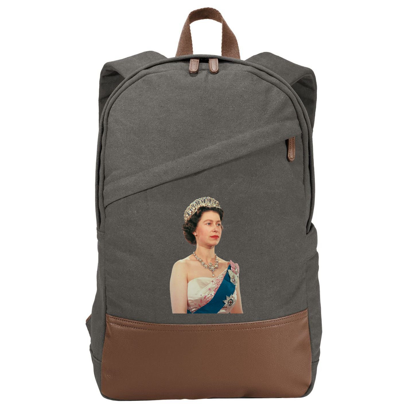 Queen Elizabeth's II British Crown Majesty Portrait Cotton Canvas Backpack