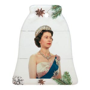 Queen Elizabeth's II British Crown Majesty Portrait Ceramic Bell Ornament