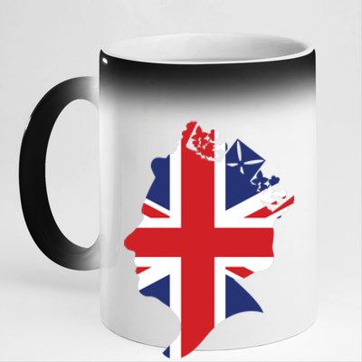 Queen Elizabeth II British Crown Union Jack Meme 11oz Black Color Changing Mug