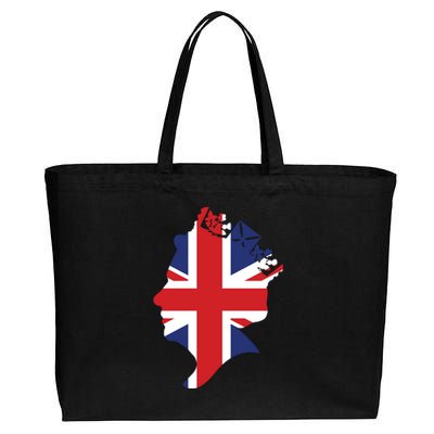 Queen Elizabeth II British Crown Union Jack Meme Cotton Canvas Jumbo Tote