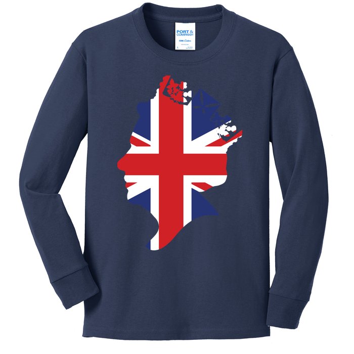 Queen Elizabeth II British Crown Union Jack Meme Kids Long Sleeve Shirt