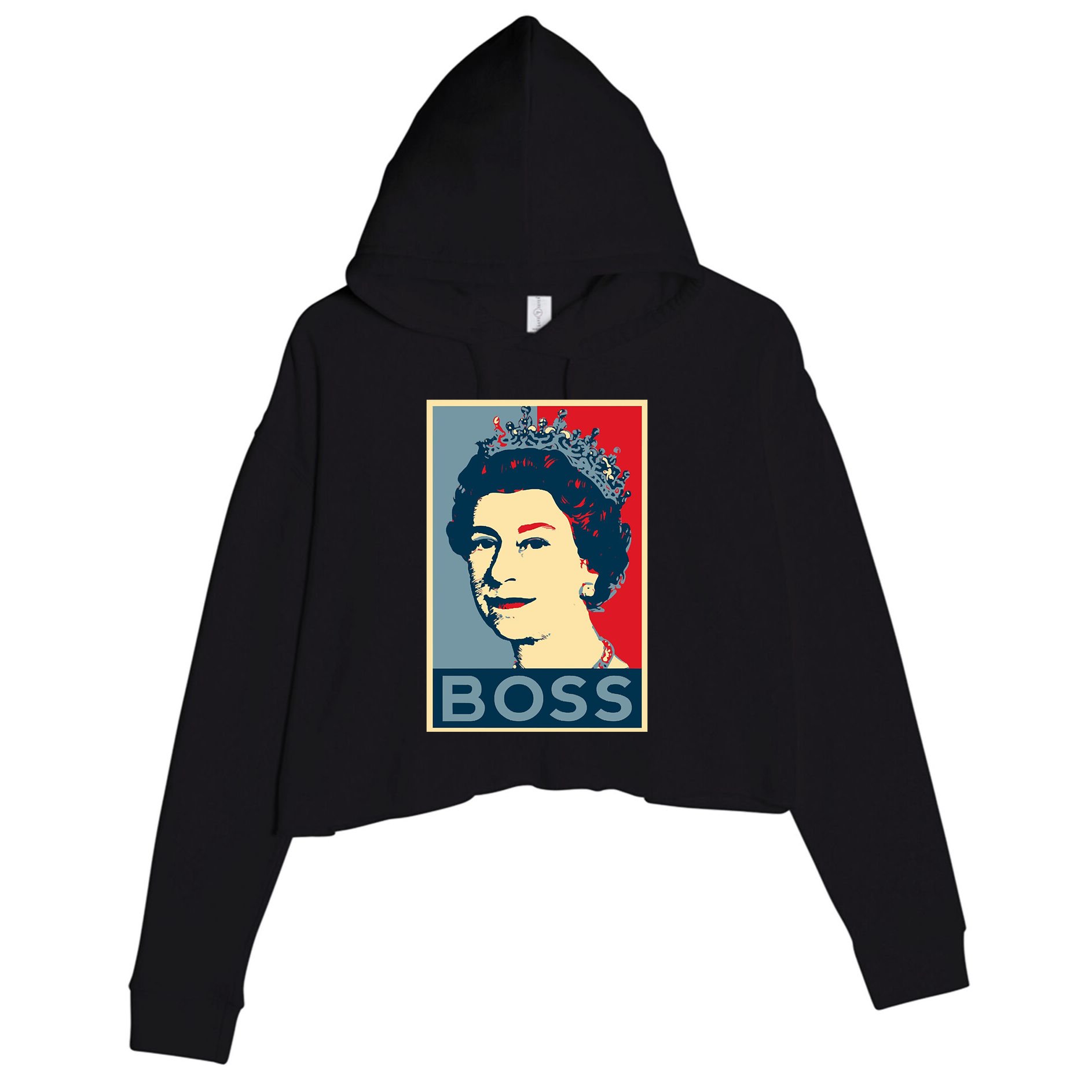 Queen Elizabeth II Boss Her Royal Highness Crop Fleece Hoodie