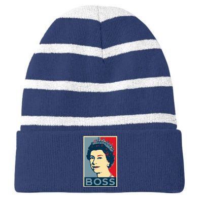 Queen Elizabeth II Boss Her Royal Highness Striped Beanie with Solid Band