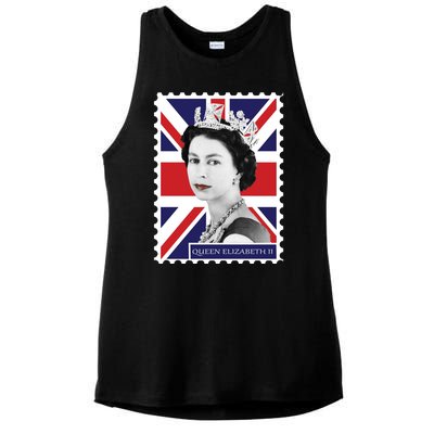 Queen Elizabeth II England Stamp Ladies PosiCharge Tri-Blend Wicking Tank