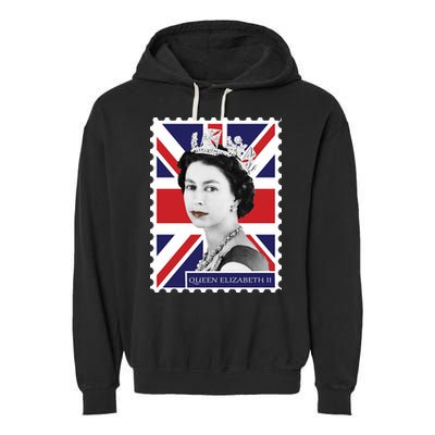 Queen Elizabeth II England Stamp Garment-Dyed Fleece Hoodie