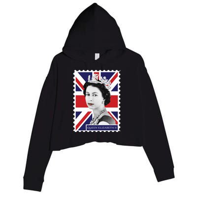 Queen Elizabeth II England Stamp Crop Fleece Hoodie