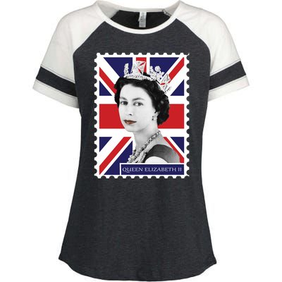 Queen Elizabeth II England Stamp Enza Ladies Jersey Colorblock Tee