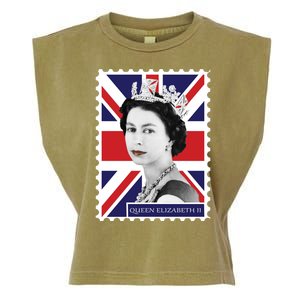 Queen Elizabeth II England Stamp Garment-Dyed Women's Muscle Tee