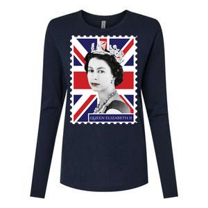 Queen Elizabeth II England Stamp Womens Cotton Relaxed Long Sleeve T-Shirt