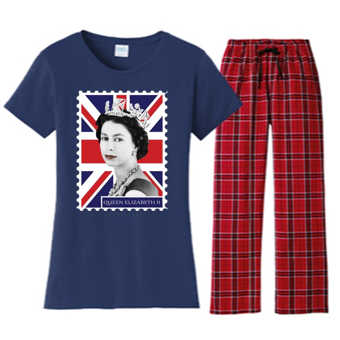 Queen Elizabeth II England Stamp Women's Flannel Pajama Set