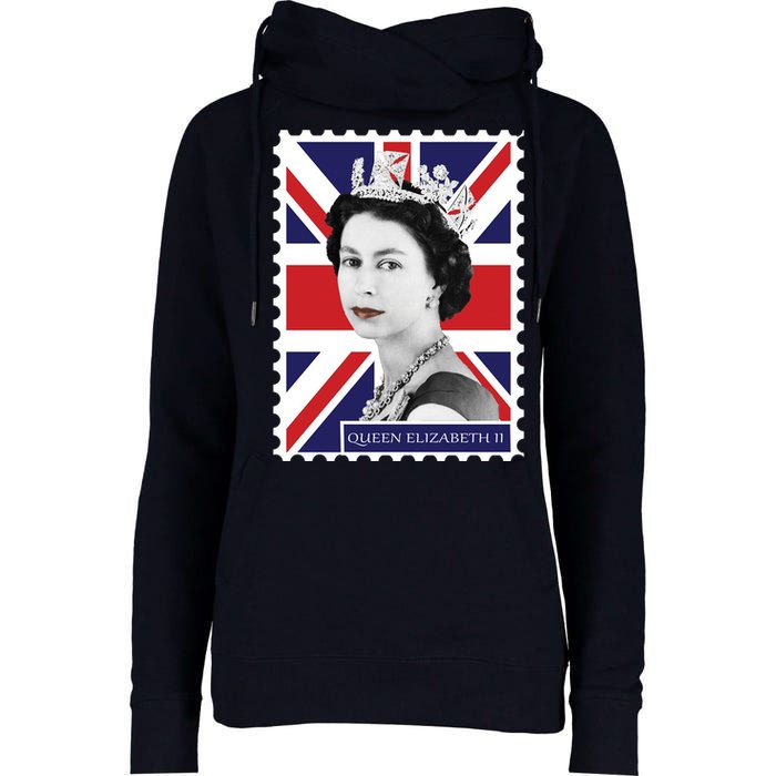 Queen Elizabeth II England Stamp Womens Funnel Neck Pullover Hood