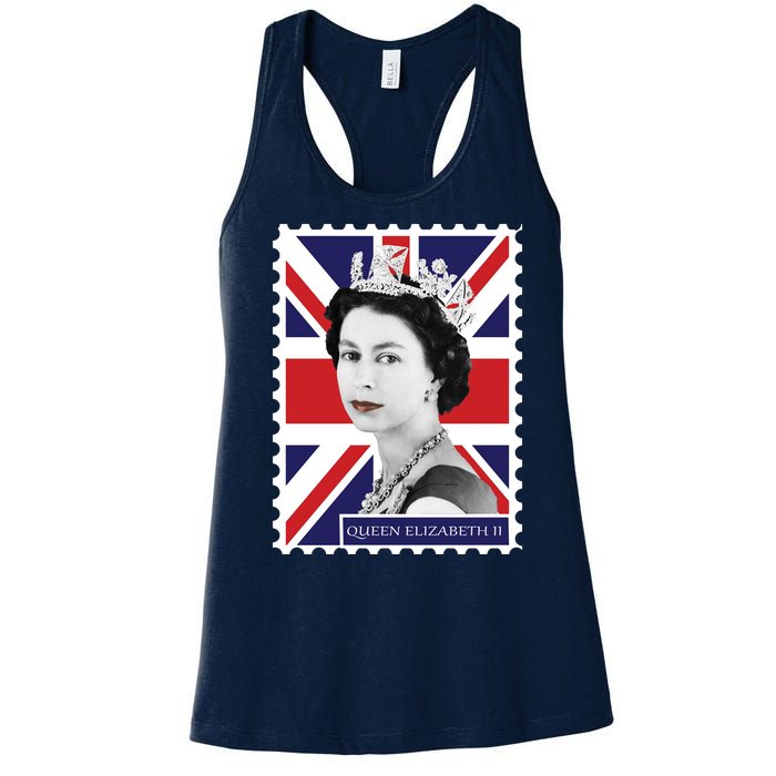 Queen Elizabeth II England Stamp Women's Racerback Tank