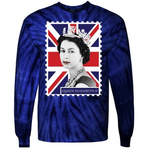 Queen Elizabeth II England Stamp Tie-Dye Long Sleeve Shirt