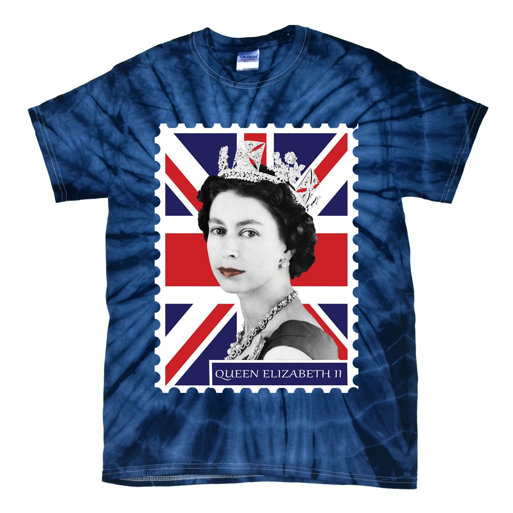 Queen Elizabeth II England Stamp Tie-Dye T-Shirt