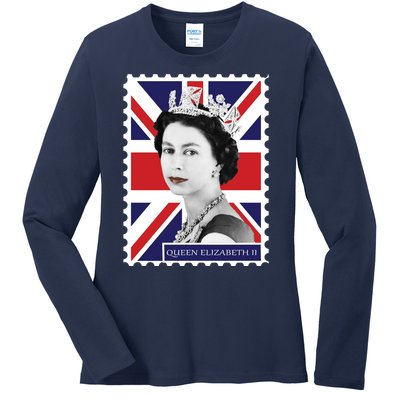 Queen Elizabeth II England Stamp Ladies Long Sleeve Shirt