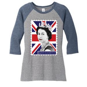 Queen Elizabeth II England Stamp Women's Tri-Blend 3/4-Sleeve Raglan Shirt