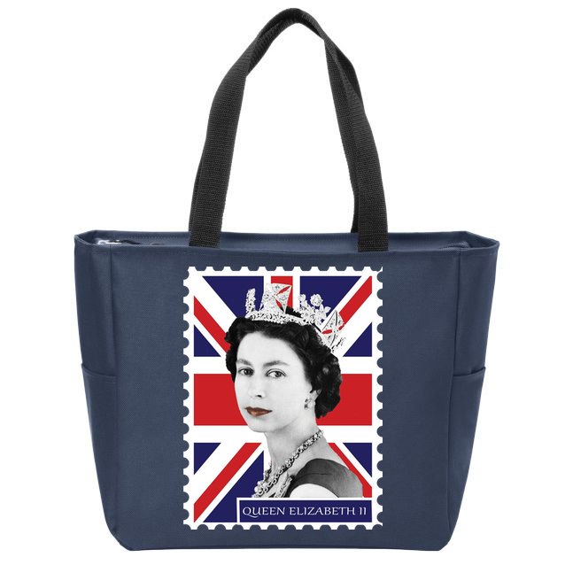 Queen Elizabeth II England Stamp Zip Tote Bag