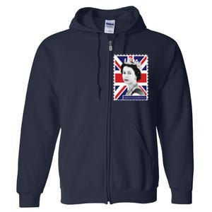 Queen Elizabeth II England Stamp Full Zip Hoodie