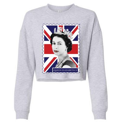 Queen Elizabeth II England Stamp Cropped Pullover Crew