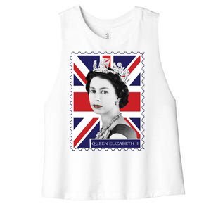 Queen Elizabeth II England Stamp Women's Racerback Cropped Tank