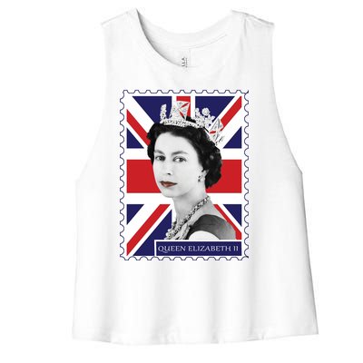 Queen Elizabeth II England Stamp Women's Racerback Cropped Tank