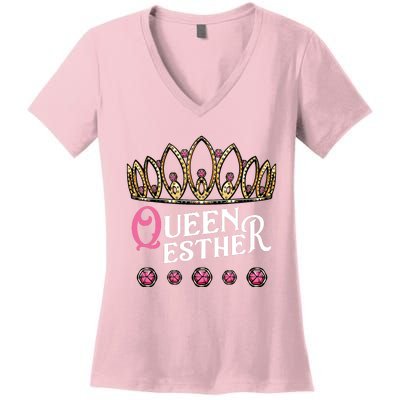 Queen Esther Jewish Purim Costume Humorous Holiday Carnival Women's V-Neck T-Shirt