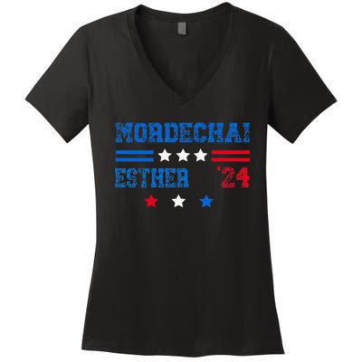 Queen Esther Mordechai 2024 Purim Women's V-Neck T-Shirt