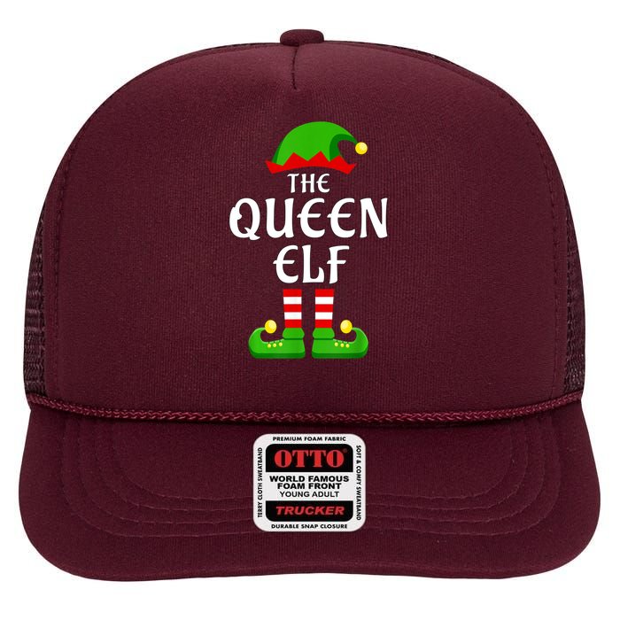 Queen Elf Pajama Matching Group Christmas Holiday High Crown Mesh Back Trucker Hat