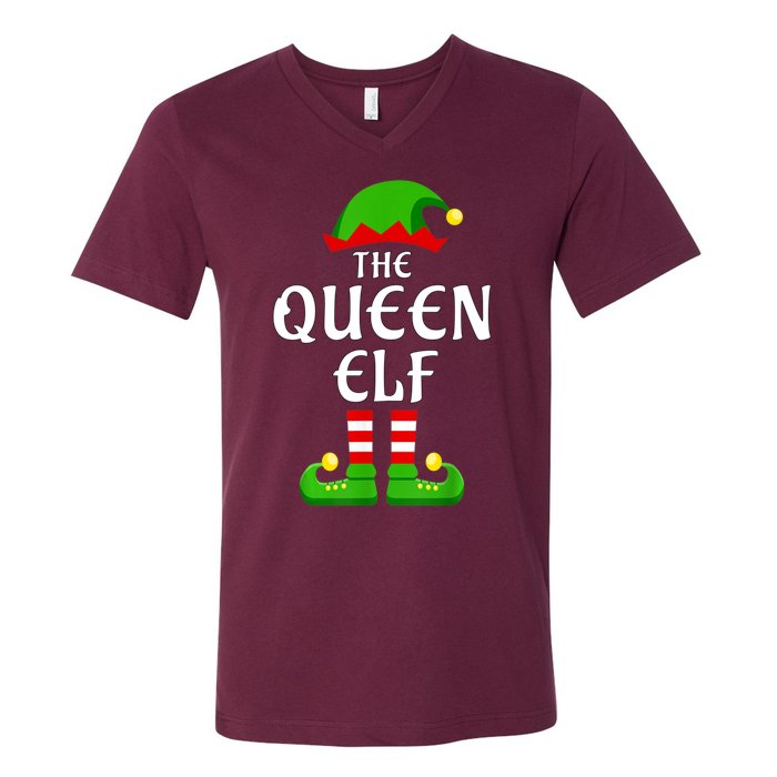 Queen Elf Pajama Matching Group Christmas Holiday V-Neck T-Shirt