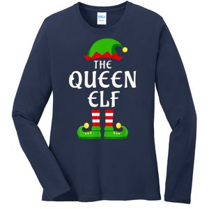 Queen Elf Pajama Matching Group Christmas Holiday Ladies Long Sleeve Shirt