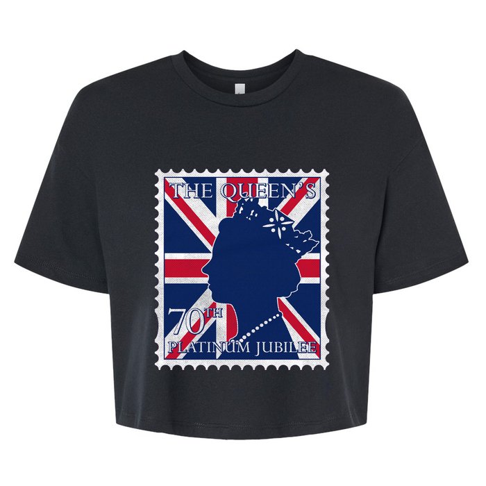 Queen Elizabeth Platinum Jubilee Celebration Queens 70th Anniversary Union Jack Bella+Canvas Jersey Crop Tee