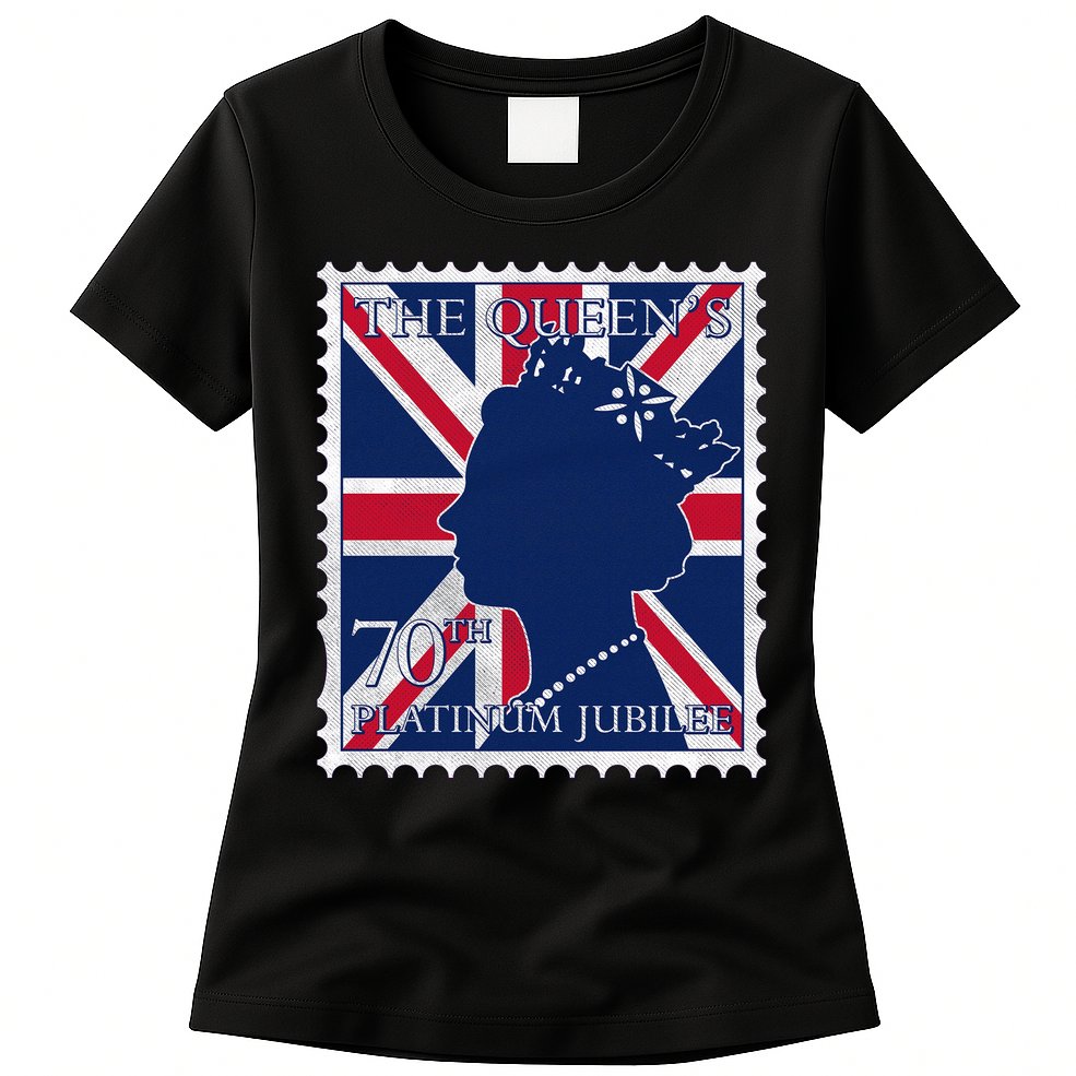 Queen Elizabeth Platinum Jubilee Celebration Queens 70th Anniversary Union Jack Womens T-Shirt