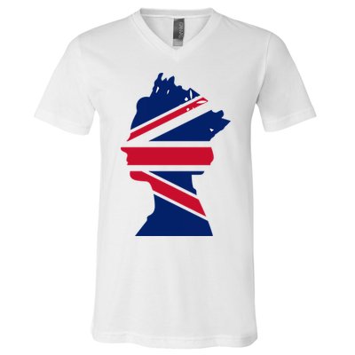 Queen Elizabeth Platinum Jubilee Celebration Queens 70th Anniversary Union Jack V-Neck T-Shirt
